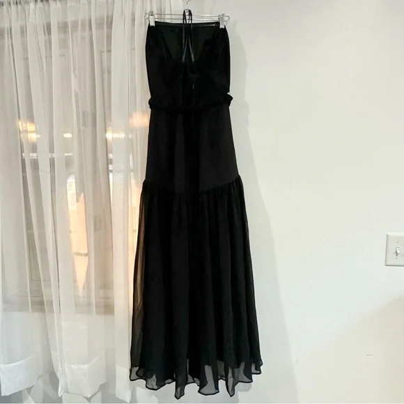 NEW Anthropologie Hutch Carmel Drop Waist Strapless Belted Maxi Dress Black  - rajagirimanappuram.com